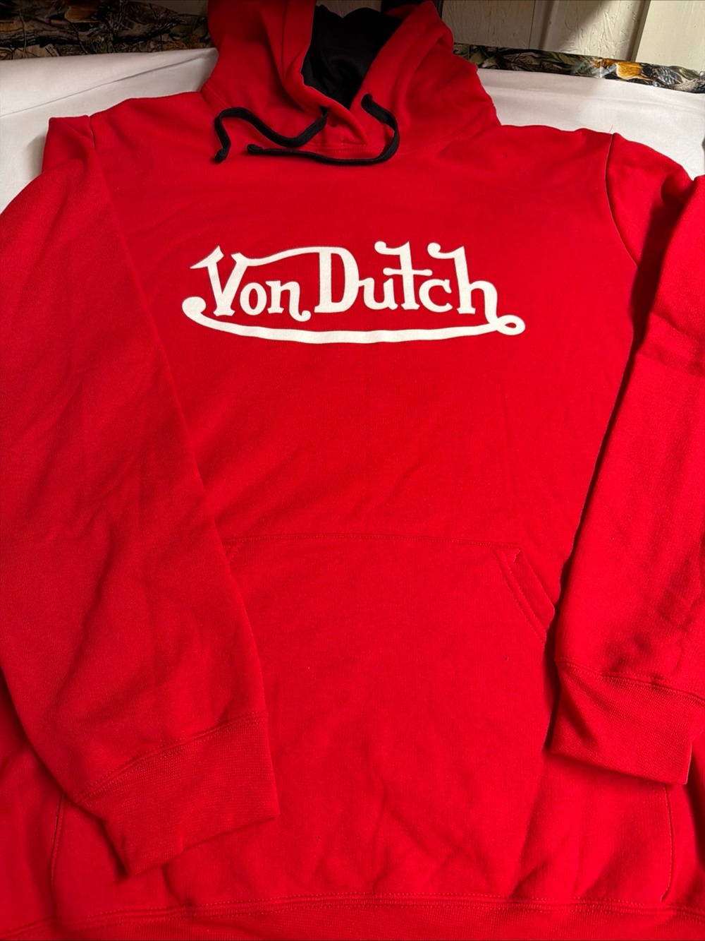 Von Dutch Red Pullover Hoodie with White Logo